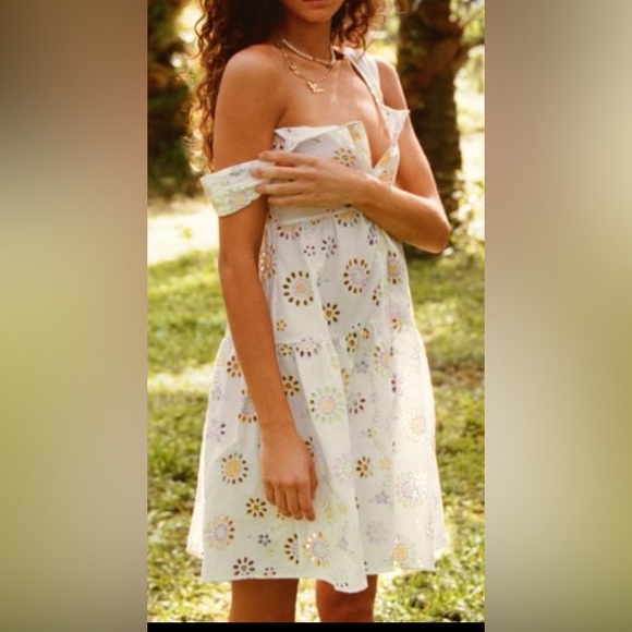Vanessa Mooney Willow 100% cotton Eyelet Mini Dress Size XXS NWT - Picture 1 of 11